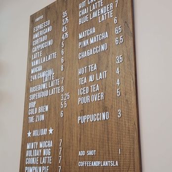 Coffee and Plants - Menu - Coffee & Tea Near Me - Pasadena, California