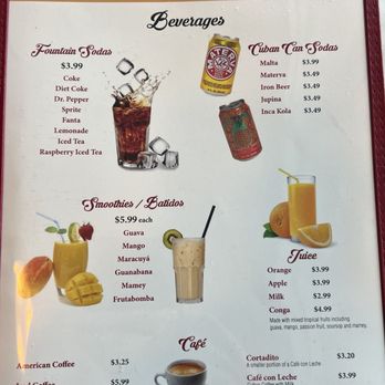 Havanazucar Cuban Restaurant - Drink menu - Cuban Near Me - Hesperia, California