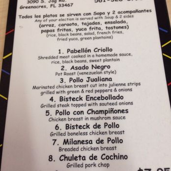 Doña Arepa - Lunch specials - a great bargain! - Venezuelan Near Me - Greenacres, Florida