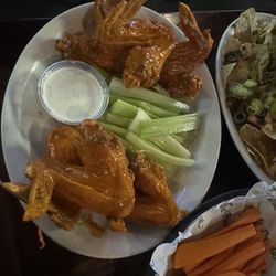 Their famous wings with extra celery and carrot sticks