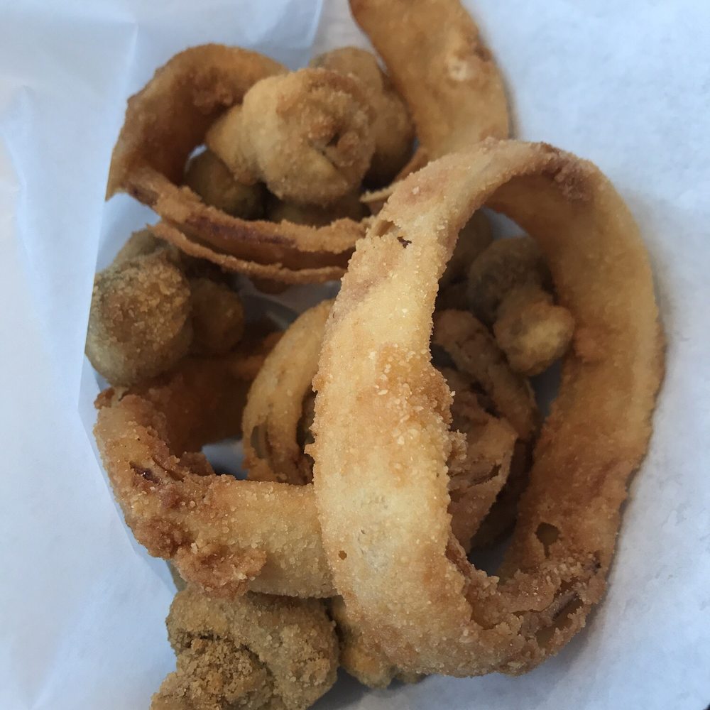 Kidd Valley - Sampler with onion rings and fried mushrooms! Very good - Fast Food Near Me - Seattle, Washington Kidd Valley - Sampler with onion rings and fried mushrooms! Very good - Fast Food Near Me - Seattle, Washington