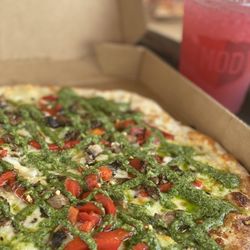 MOD Pizza - The Tristan w/ extra Pesto and lemonade.