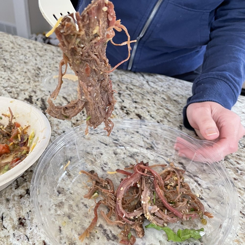 QDOBA Mexican Eats - Cold, clumped together brisket meat - Mexican Near Me - Monroe, Michigan