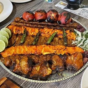 Sadra Persian Grill House - Platter for 4 ($87.99); 3 koobieh, 1 barg, 2 chicken and 4 lamb chops - Persian/Iranian Near Me - Vancouver, British Columbia Sadra Persian Grill House - Platter for 4 ($87.99); 3 koobieh, 1 barg, 2 chicken and 4 lamb chops - Persian/Iranian Near Me - Vancouver, British Columbia