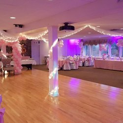 Balloons - Fabric and lights enhanced the ceiling and accented the balloon decor.