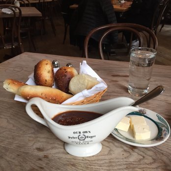 Peter Luger - Bread, butter, and the sauce! - Steakhouses Near Me - Brooklyn, New York