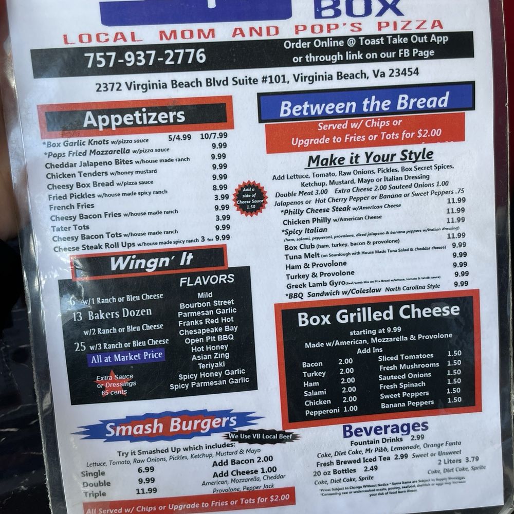 The Pizza Box - Menu - Pizza Near Me - Virginia Beach, Virginia The Pizza Box - Menu - Pizza Near Me - Virginia Beach, Virginia