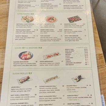 Afuri - Food menu (2 of 2) - Ramen Near Me - Los Angeles, California