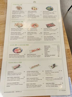 Menu photo 3 Afuri Los Angeles, CA