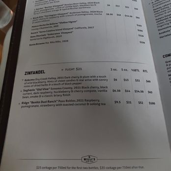 Willi's Wine Bar - Menu - Wine Bars Near Me - Santa Rosa, California Willi's Wine Bar - Menu - Wine Bars Near Me - Santa Rosa, California