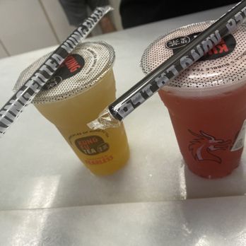 Kung Fu Tea - Honey Lemonade when mango jelly and Strawberry Lemon green tea with strawberry jelly - Bubble Tea Near Me - Davie, Florida