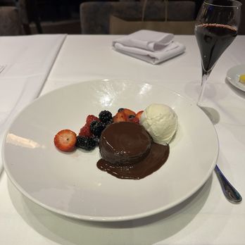 Eddie V's Prime Seafood - Warm Belgian Chocolate Cake - Seafood Near Me - Paramus, New Jersey