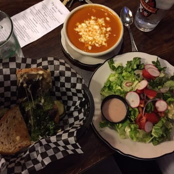 The Tipsy Cow - It all came out at once: tomato soup, house salad, portobello sandwich - Bars Near Me - Madison, Wisconsin