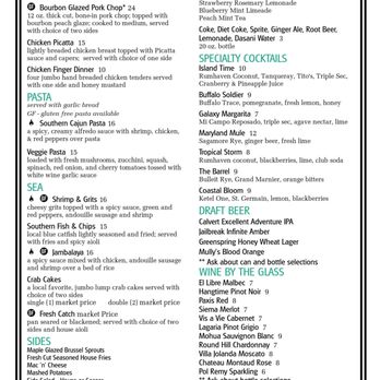 Hook & Vine - Kitchen and Bar - menu during c o v i d 1 9 - Seafood Near Me - North Beach, Maryland