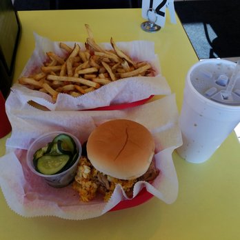 The Pig - Bbq sandwich and one side order of fries - Barbeque Near Me - Chapel Hill, North Carolina