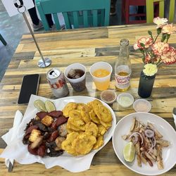 Milly's Dominican Kitchen - Sampler .. all in one .. side of seasoned chicken.. all delicious