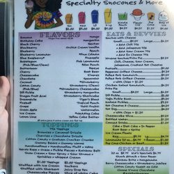 Lulu’s Specialty Snocones And More - Full Menu 6/17/23