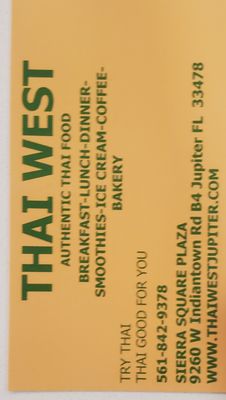 Menu photo 2 Thai West Jupiter, FL
