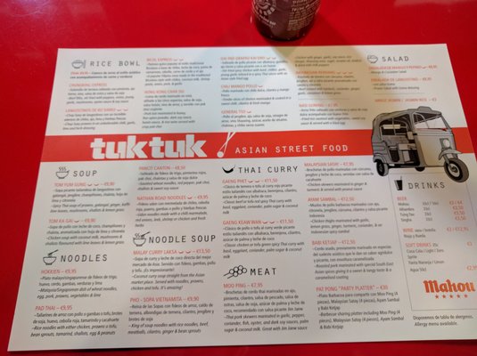 Menu photo 1 Tuk Tuk Madrid, M Menu photo 1 Tuk Tuk Madrid, M