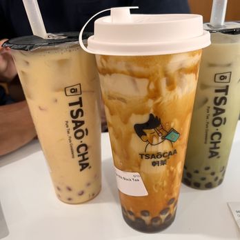 Tsaocaa - Some yummy milk teas... Lychee Fruit, Brown Sugar Bubble Milk, & Matcha Bubble Milk - Bubble Tea Near Me - Tampa, Florida