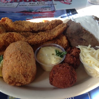 Cajun Boilers - fried catfish with baked potato and fried corn - Cajun/Creole Near Me - Hot Springs, Arkansas Cajun Boilers - fried catfish with baked potato and fried corn - Cajun/Creole Near Me - Hot Springs, Arkansas