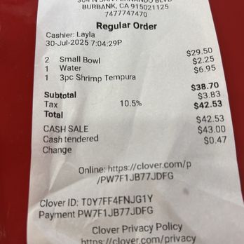 PokiTomik - Receipt - Poke Near Me - Burbank, California PokiTomik - Receipt - Poke Near Me - Burbank, California