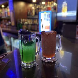 Boston's Restaurant & Sports Bar - Mexican trashcan and the Irish trashcan