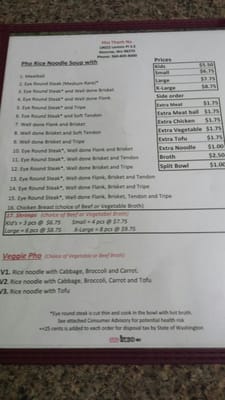 Menu photo 6 Pho Thanh Na Monroe, WA