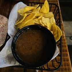 Complimentary warm tortilla chips and house made salsa.