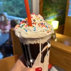 Wild Willy's Burgers - Black & White Frappe with chocolate sauce, whipped cream and sprinkles