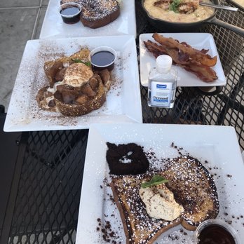 Toast - Tiramisu French toast, Apple pie French toast, side of bacon, Shrimp & Grits. - Breakfast & Brunch Near Me - Temecula, California Toast - Tiramisu French toast, Apple pie French toast, side of bacon, Shrimp & Grits. - Breakfast & Brunch Near Me - Temecula, California