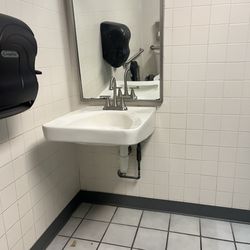 Village Inn - Dirty ladies room floor at 9am.