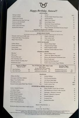 Menu photo 1 Mastro's Steakhouse Columbus, OH