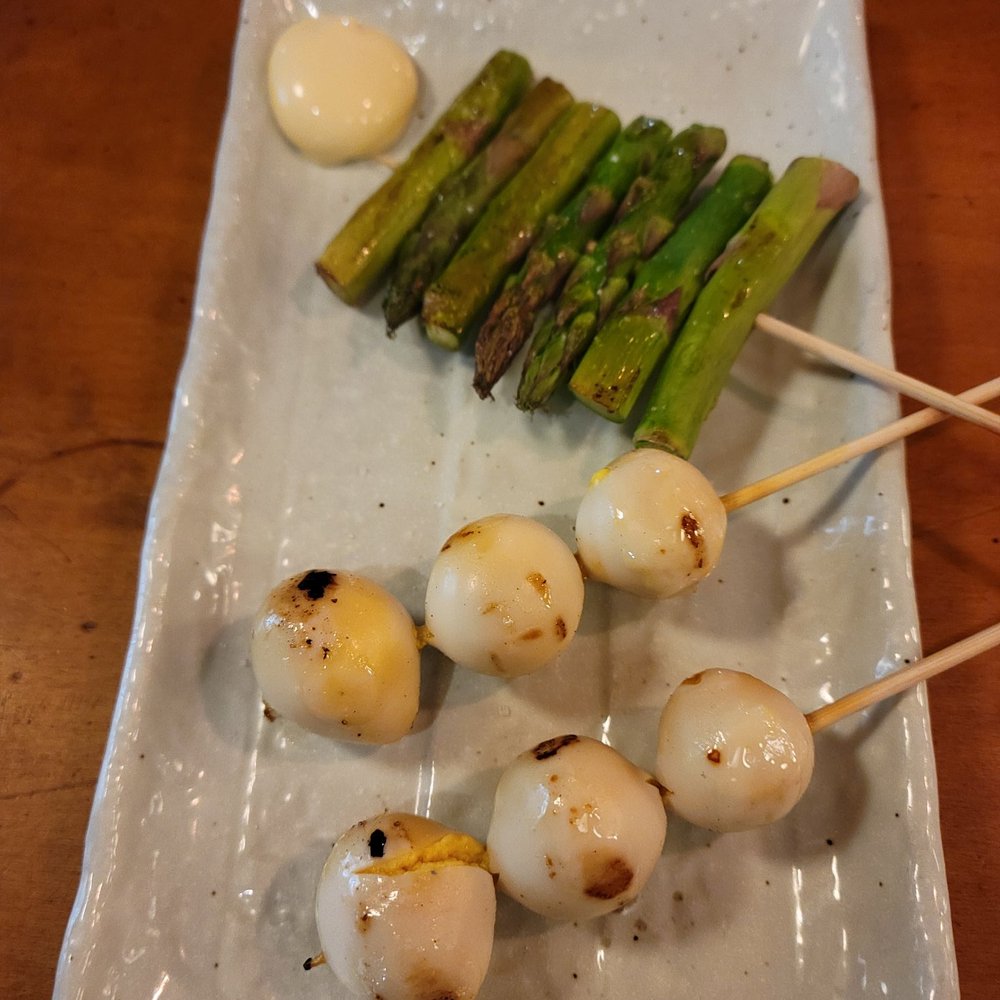 Torikyu - Asparagus and quail eggs - Japanese Near Me - Honolulu, Hawaii Torikyu - Asparagus and quail eggs - Japanese Near Me - Honolulu, Hawaii