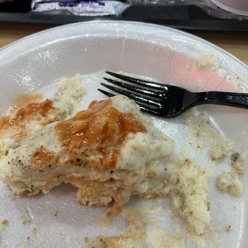 Vic's - What's left of My biscuits and gravy before I polished it off!  YUMO! - New American Near Me - Laurel, Mississippi