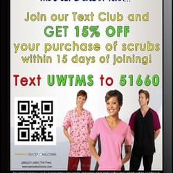 Uniforms We Trust - Sign up for text alerts for sales specials!