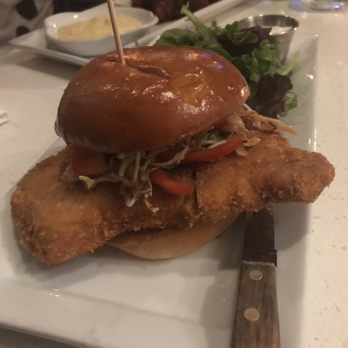 Hungry Crowd - KATSU BURGER WITH SIDE OF MIXED GREENS (+bleh cheese dressing on the side) - New American Near Me - Los Angeles, California