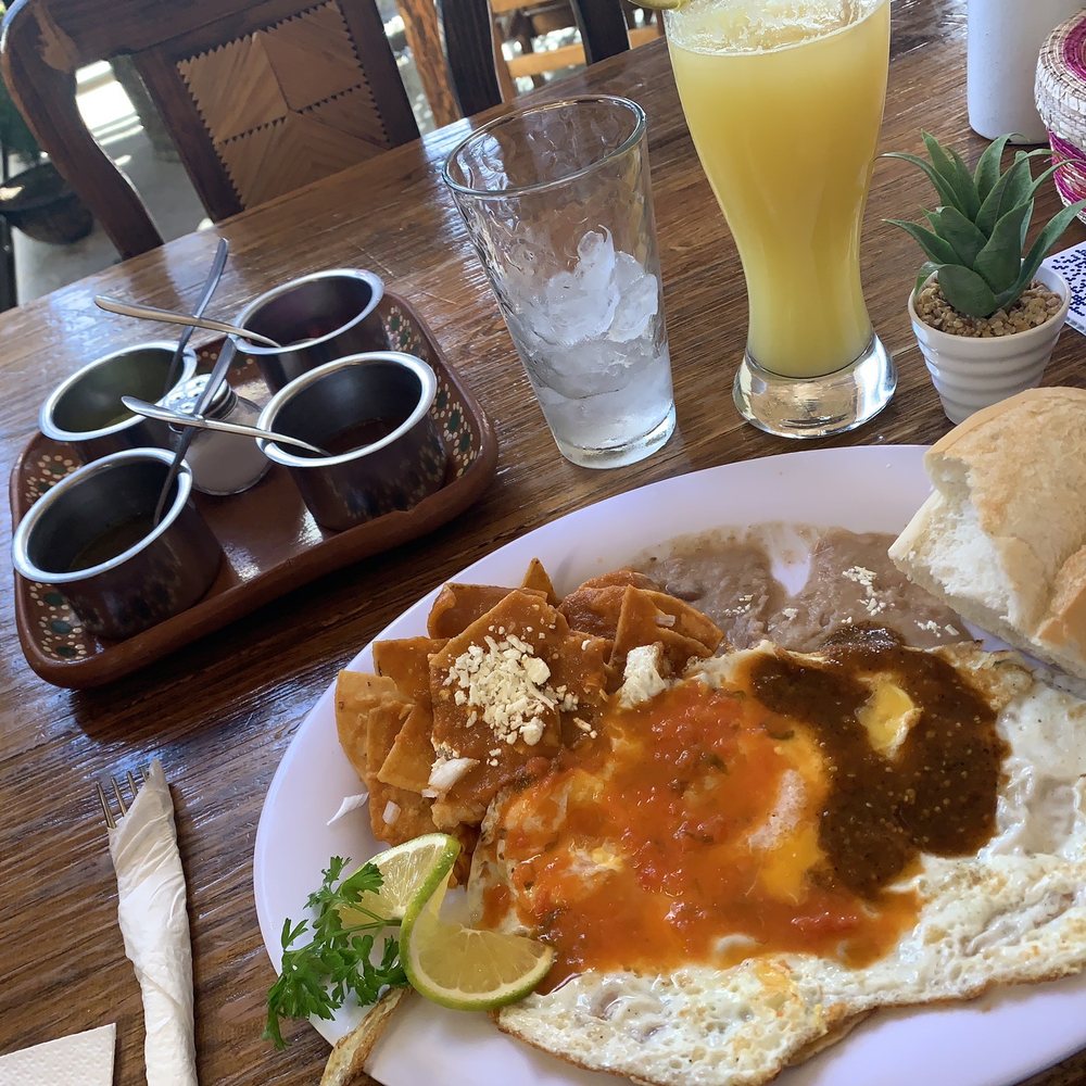 Taco Lalos - Chilaquiles, Eggs and beans. Comes with bollio and tortillas. Salsa on the side. OJ was so fresh. Lupita was so attentive and sweet. - Mexican Near Me - Cabo San Lucas, BCS Taco Lalos - Chilaquiles, Eggs and beans. Comes with bollio and tortillas. Salsa on the side. OJ was so fresh. Lupita was so attentive and sweet. - Mexican Near Me - Cabo San Lucas, BCS