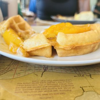 Yellow Brick House - Peach cobbler waffles - Breakfast & Brunch Near Me - Denham Springs, Louisiana Yellow Brick House - Peach cobbler waffles - Breakfast & Brunch Near Me - Denham Springs, Louisiana