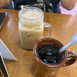 Iced Vanilla Latte and hot Cafe De Olla