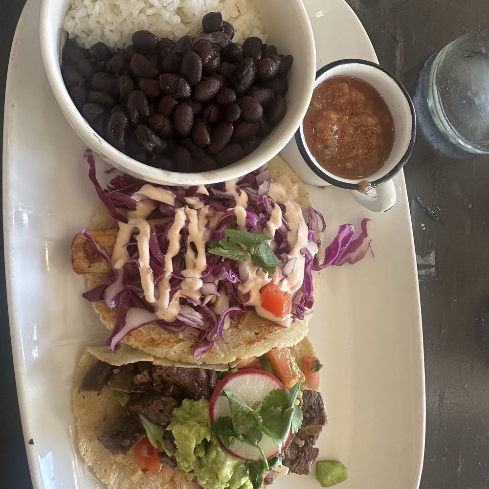Fish taco and asada taco