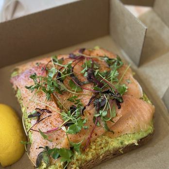 Whata Peach - Traditional Toast with salmon - Juice Bars & Smoothies Near Me - Granada Hills, California Whata Peach - Traditional Toast with salmon - Juice Bars & Smoothies Near Me - Granada Hills, California