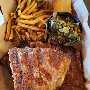 Mission BBQ - 10 spare ribs w/ collard greens and fries - Barbeque Near Me - Nashville, Tennessee