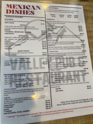 Menu photo 1 Valley Pub & Restaurant Waterville Valley, NH Menu photo 1 Valley Pub & Restaurant Waterville Valley, NH