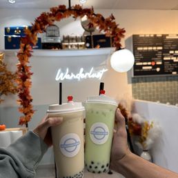 oolong milk tea with mini boba & Honey Green Milk Tea oolong milk tea with mini boba & Honey Green Milk Tea