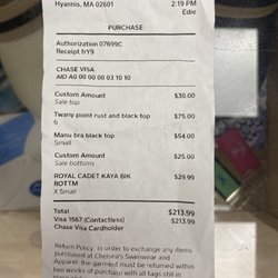 Chelsea's Swimwear and Apparel - Money I spent at this store, who refused to give a refund for the ripped bikini top