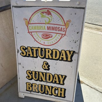 Cambria Mimosas - Outside sign - American Near Me - Cambria, California