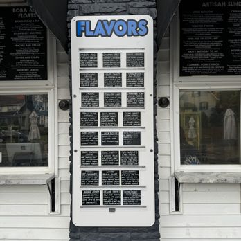 Lake Effect Artisan Ice Cream - Exterior menu with flavors - Ice Cream & Frozen Yogurt Near Me - Buffalo, New York Lake Effect Artisan Ice Cream - Exterior menu with flavors - Ice Cream & Frozen Yogurt Near Me - Buffalo, New York