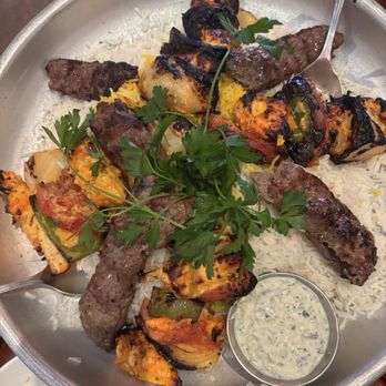 Panini Kabob Grill - Beef Koobideh Kabob Charbroiled Chicken Shish Kabob Family Platter. This fed 5 adults. - Mediterranean Near Me - Santa Ana, California