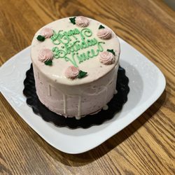 Chuck's Produce & Street Market - Raspberry cake with raspberry cream cheese frosting - my husband is loving his delicious birthday cake
